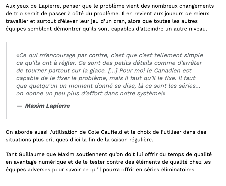 Est-ce que les joueurs du CH veulent vraiment jouer pour Dominique Ducharme?