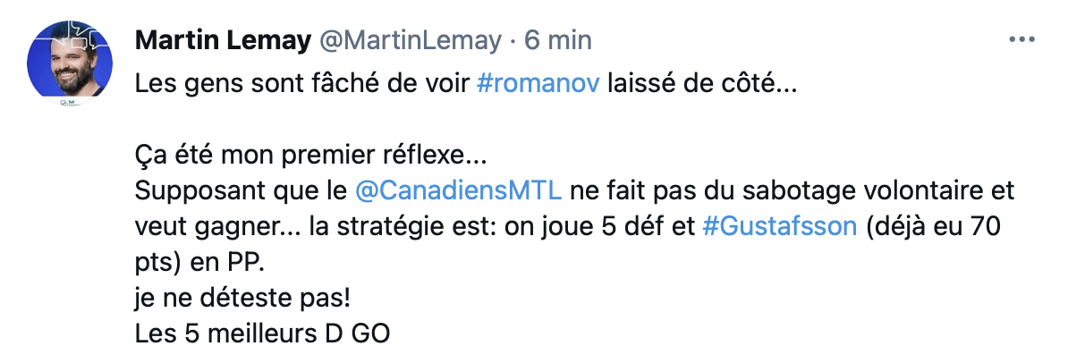 FEFAN Lemay, qui approuve toutes les décisions du CH...