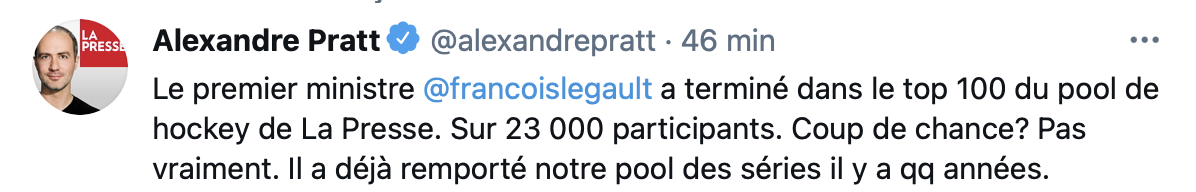 HAHA...Le premier ministre du Québec connaît plus le hockey, que les journalistes...