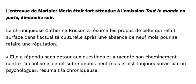 Je suis Maripier Morin....n'essaie pas d'être Maripier Morin...