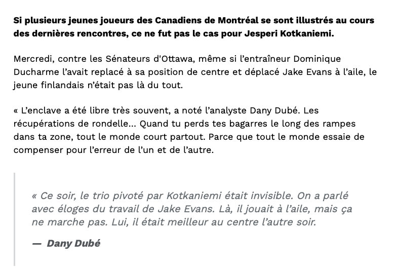 Jesperi Kotkaniemi DÉTRUIT par Dany Dubé et Martin McGuire....