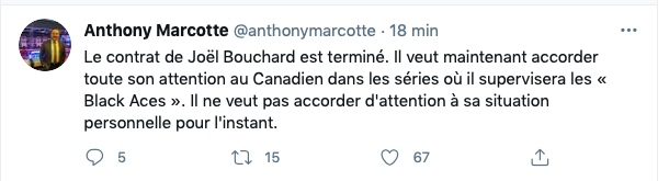 Joël Bouchard ne veut pas commenter les rumeurs...