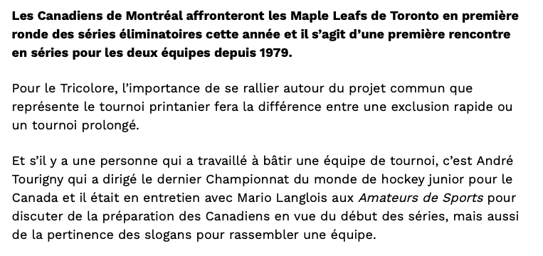 La RECETTE pour battre les Leafs...