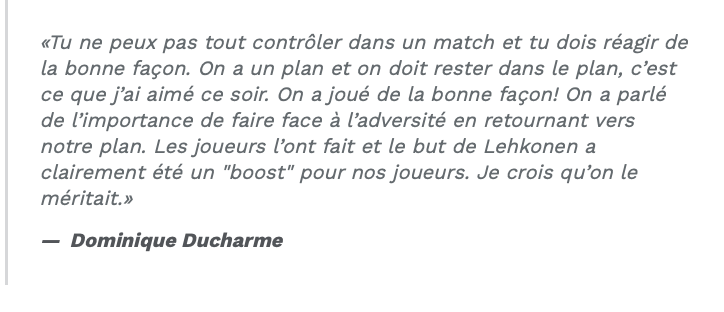 Le TOURNANT de la saison?