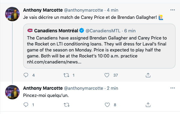 Si un joueur des Marlies FONCE sur Carey Price à la Chris Kreider...