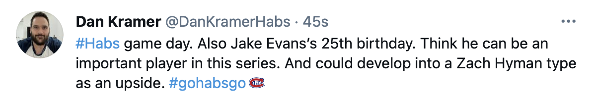 Jake Evans comparé à Zach Hyman ???