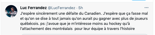 Luc Ferrandez le COMPLEXÉ qui supporte les Québécois de Vegas