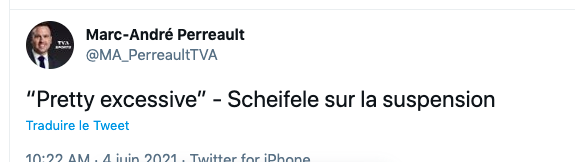 Mark Scheifele a osé...Critiquer sa SUSPENSION....