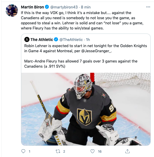 Martin Biron manque de RESPECT au CH...