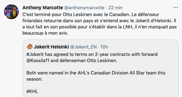 Otto Leskinen quitte le CH...et vise la direction..