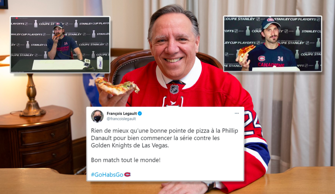 Phil Danault et François Legault...le CHUMMÉS de la PIZZA....