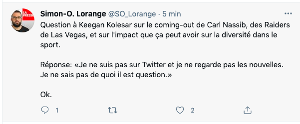 Un joueur des Golden Knights HOMOPHOBE?