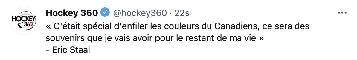 Eric Staal sait déjà qu'il ne sera pas de retour !!!