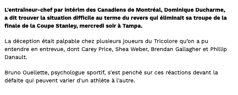 Jonathan Drouin en DÉPRESSION...les joueurs du CH dans un état DÉPRESSIF...