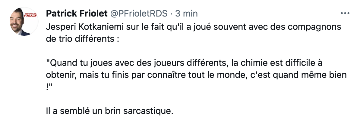 Kotkaniemi a même visé DUMB DUMB, et Claude Julien...