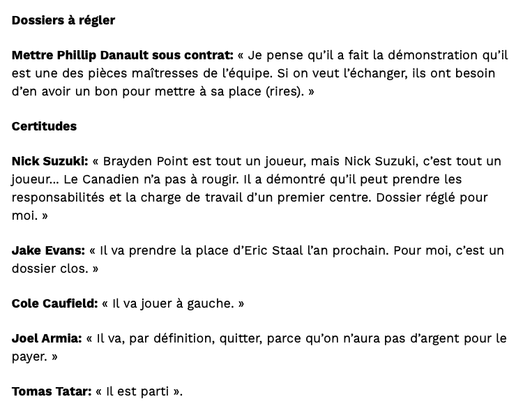 L'été de Bergevin: Les prédictions de Dany Dubé...