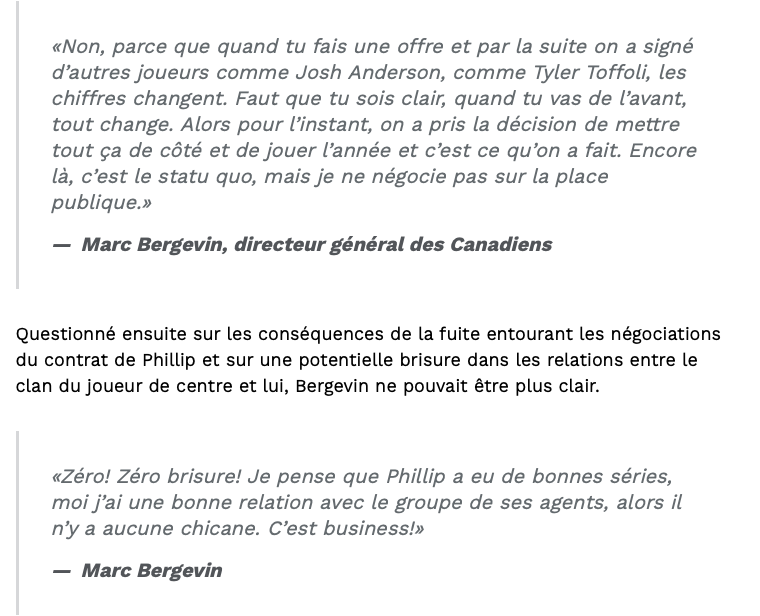 Marc Bergevin avertit Phil Danault à la radio!!!