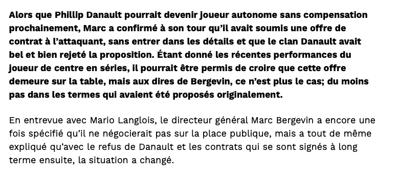 Marc Bergevin avertit Phil Danault à la radio!!!