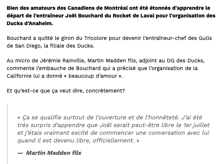 Martin Madden fils...REJETTE Dale Weise...et le traite de MENTEUR!!!