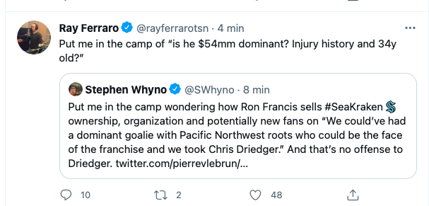 Ray Ferraro RIDICULISE Carey Price..