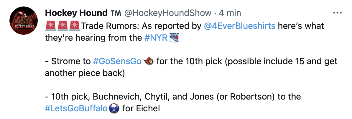 Un échange à trois équipes pour Jack Eichel...