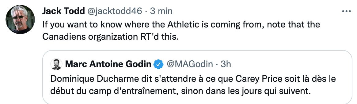 De GRAVES ACCUSATIONS de la Gazette envers THE ATHLETIC et le Canadien de Montréal..