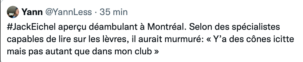 Jack Eichel DÉAMBULANT dans la ville de Montréal..