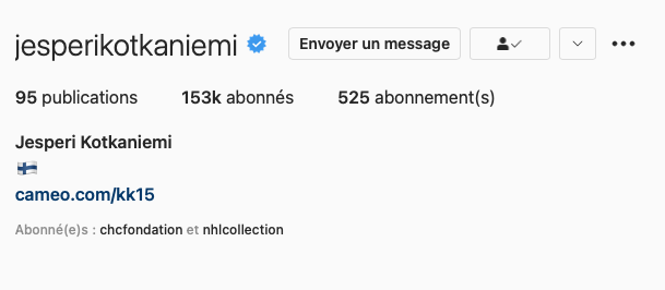 Jesperi Kotkaniemi enlève le CH de sa BIO INSTAGRAM!!!!