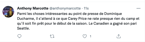 Le CH a MENTI pour la blessure de Carey Price...