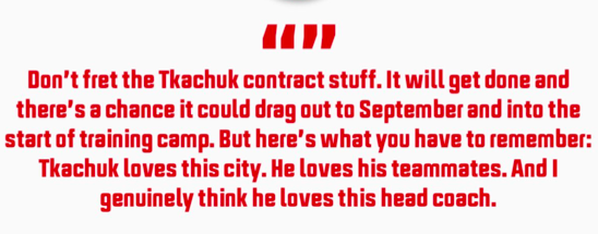 Les menaces de Brady Tkachuk inquiètent...