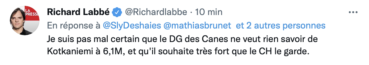 Selon Richard Labbé, le DG des Hurricanes...