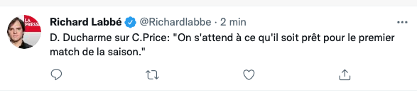 Carey Price sera prêt...une aide du CIEL pour Jonathan Drouin...