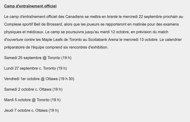 Début de saison du CH: Toutes les infos que vous voulez savoir..