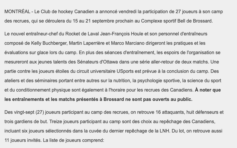 Début de saison du CH: Toutes les infos que vous voulez savoir..