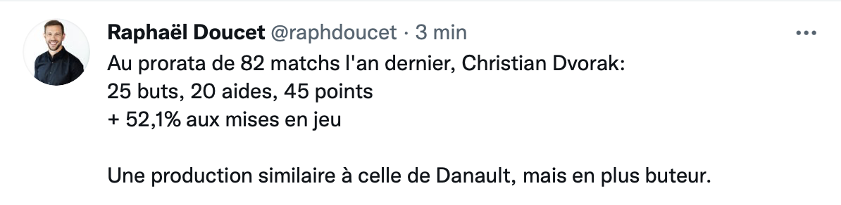 Il faut arrêter de comparer Dvorak et Phil Danault...