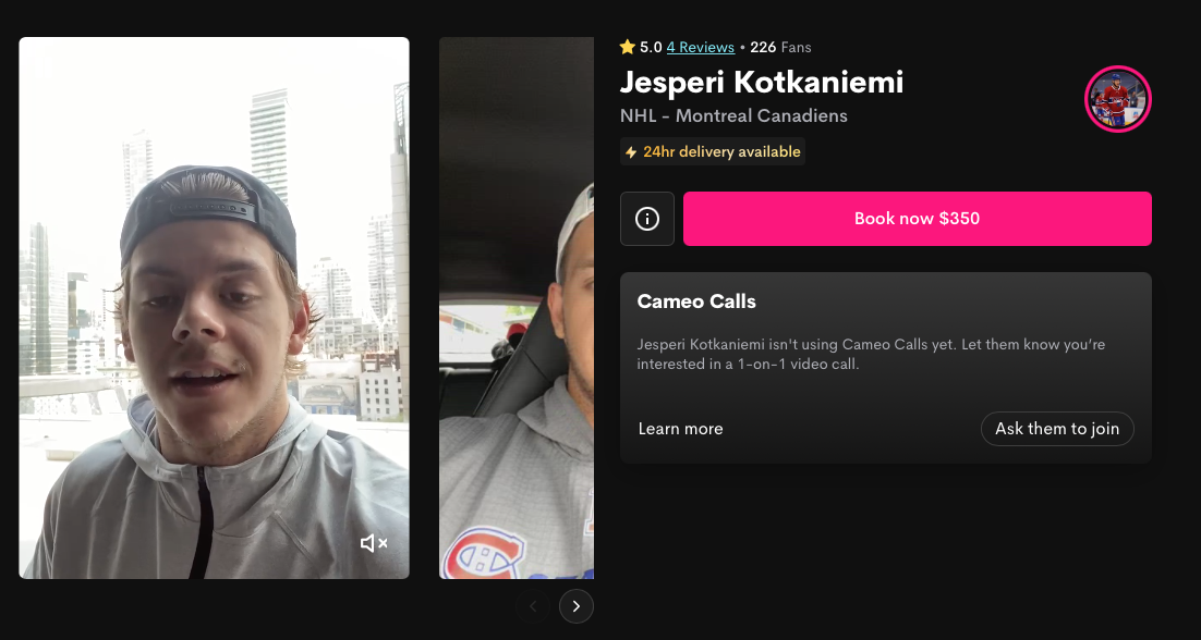 Jesperi Kotkaniemi est au CASH....même sur CAMEO...