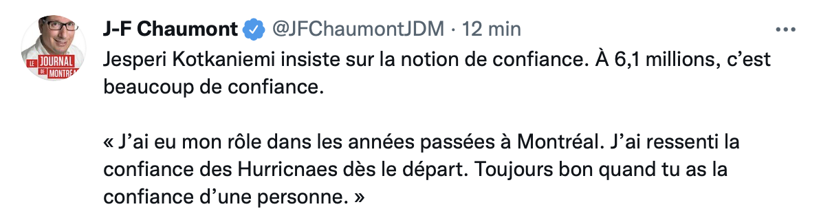 Kotkaniemi ne se gêne pas, pour viser le CH...