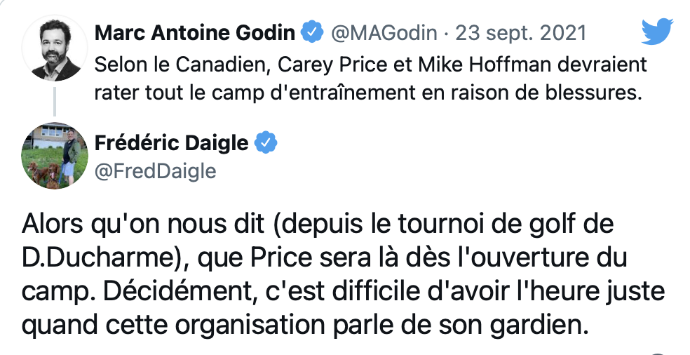 Les mensonges sur Carey Price continuent...