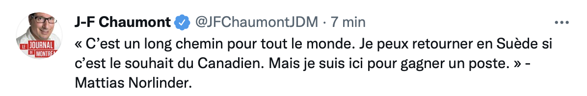 Pas question pour Mattias Norlinder, de retourner en Suède...