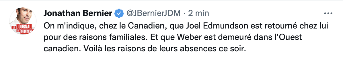 AYOYE...Joel Edmundson est retourné chez lui...