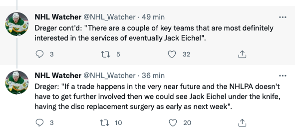 Jack Eichel échangé d'ici la fin de la semaine?