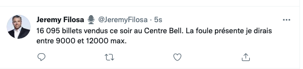 La PLUS PETITE FOULE de L'HISTOIRE du CENTRE BELL...