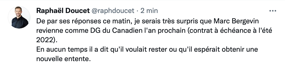 Marc Bergevin n'a plus la tête à Montréal...