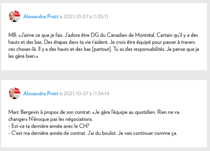 Marc Bergevin parle..Comme un gars qui part à la fin de l'année...à Los Angeles...