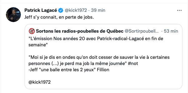 Patrick Lagacé HUMILIE encore Jeff Fillion!!!!