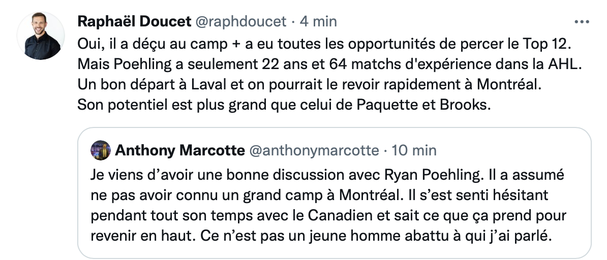 Pourquoi il y a encore des FEFANS pour protéger Ryan Poehling...