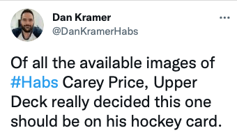 Upper Deck décide d'HUMILIER Carey Price...