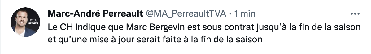 WOW...Le CH annonce que Marc Bergevin ne signera pas...