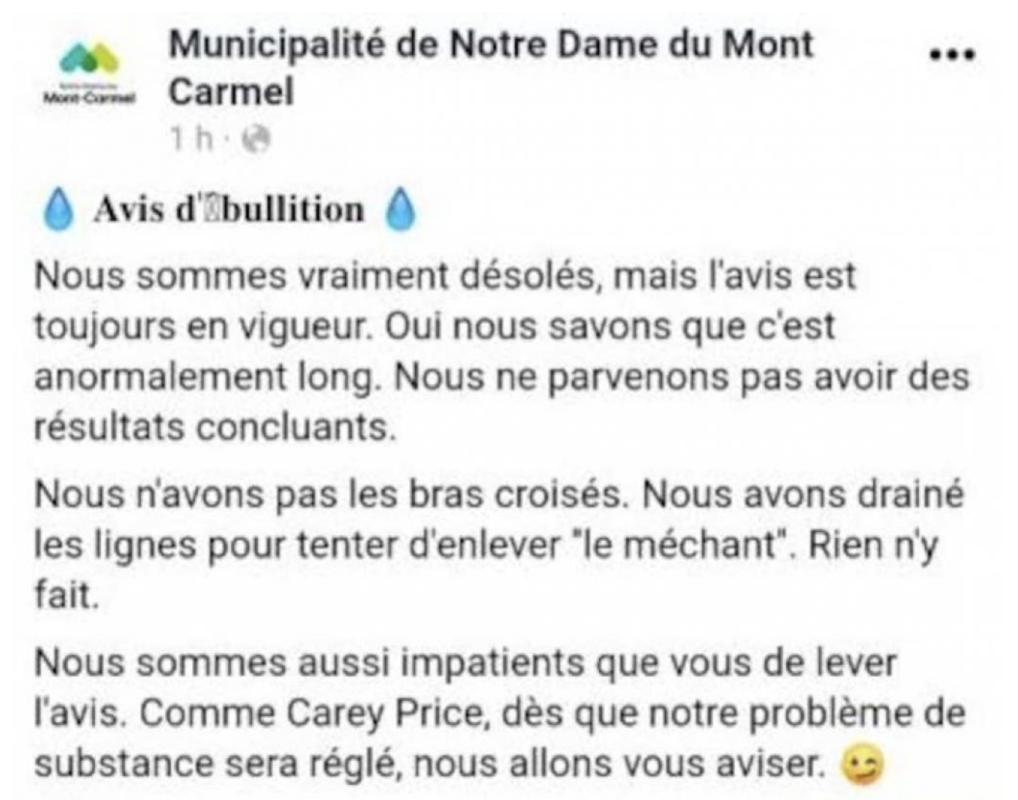 ARRRKKK...La municipalité de Mont-Carmel se moque de Carey Price...