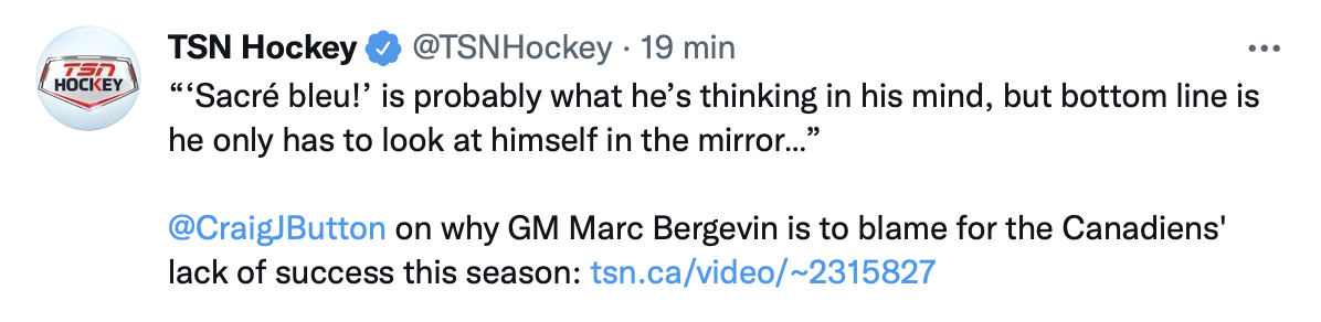 Craig Button accuse Marc Bergevin...